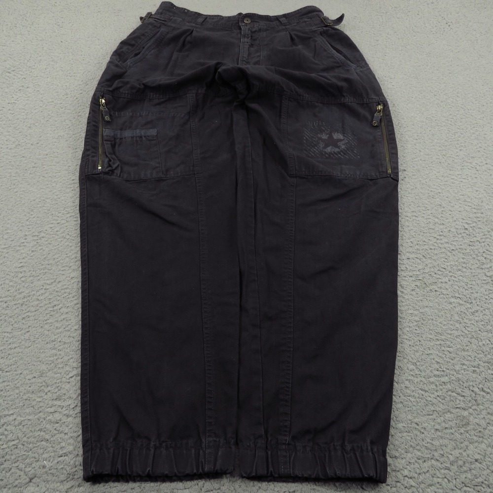 Bugle Boy Mens 32 Baggy 90s Paratrooper Military Cargo Pants Blue Grunge Surplus